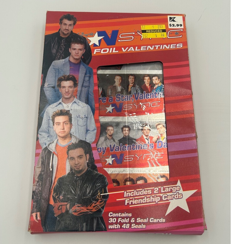 Y2K Vintage 2001 NSYNC Foil Valentines 30 Fold & Seal Cards Boy Band set of 2